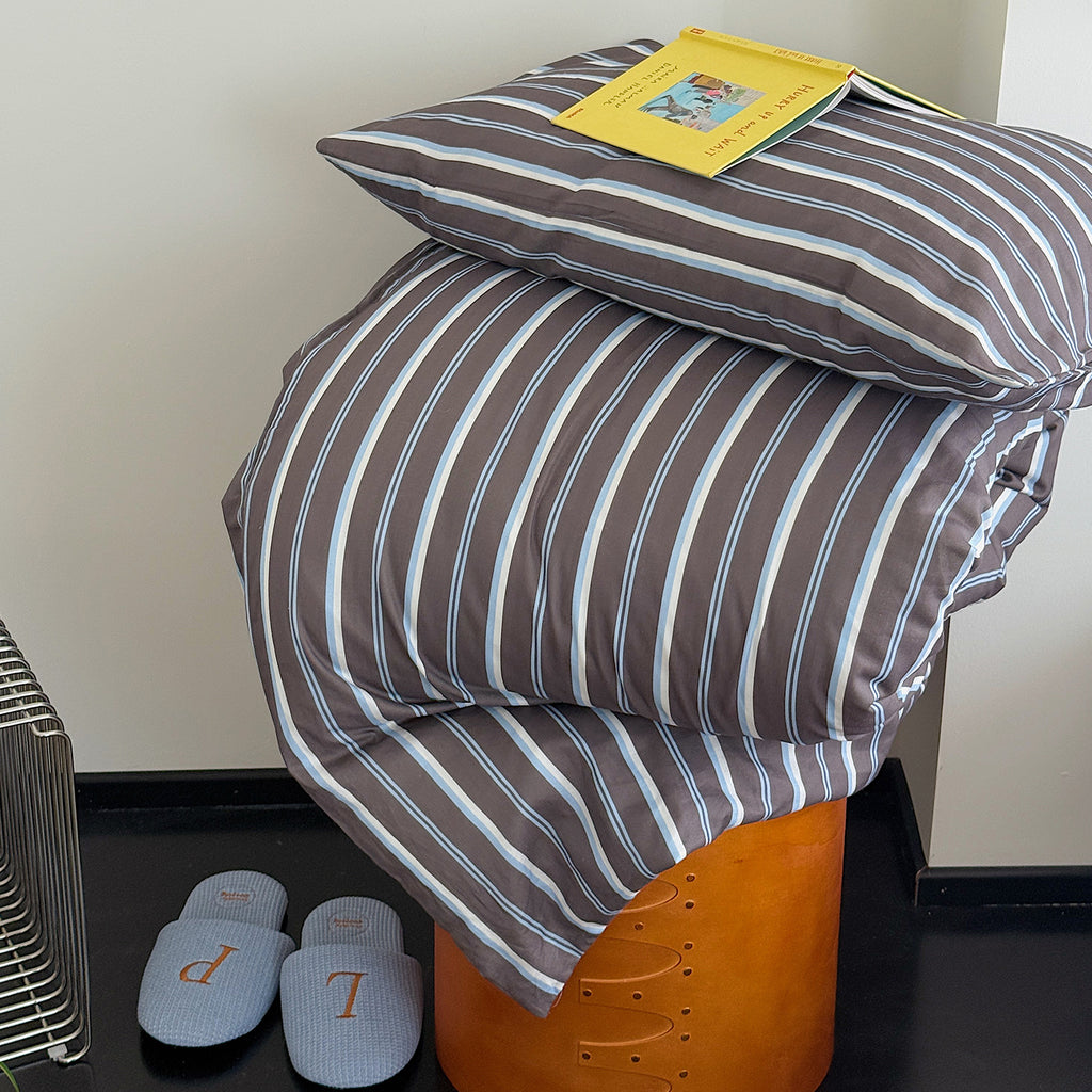 Vintage Striped Cotton Gauze Duvet Cover Set - 4 Piece Bedding Set