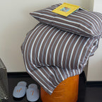 Vintage Striped Cotton Gauze Duvet Cover Set - 4 Piece Bedding Set