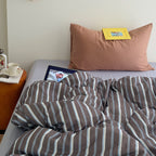 Vintage Striped Cotton Gauze Duvet Cover Set - 4 Piece Bedding Set