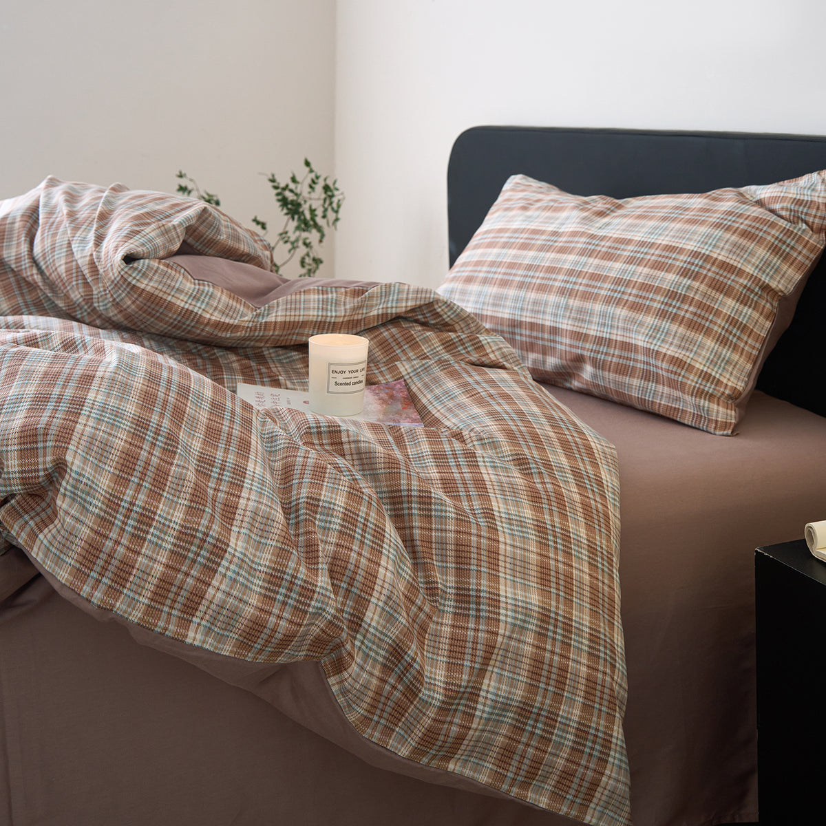 Classic Plaid Cotton Duvet Cover Set
