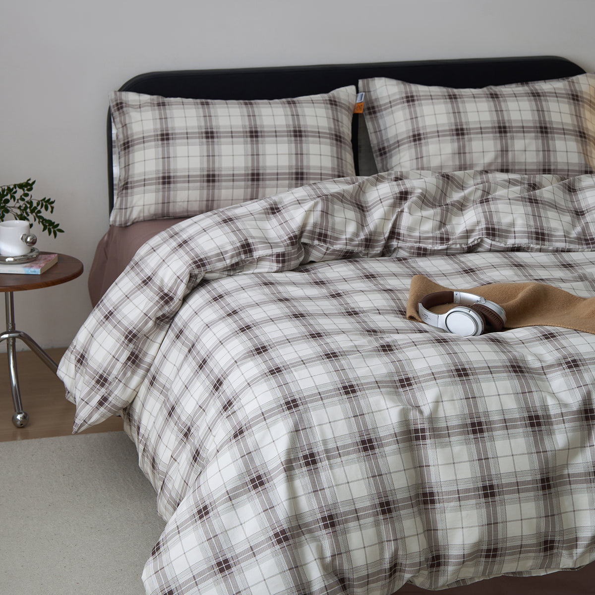 Classic Plaid Cotton Duvet Cover Set