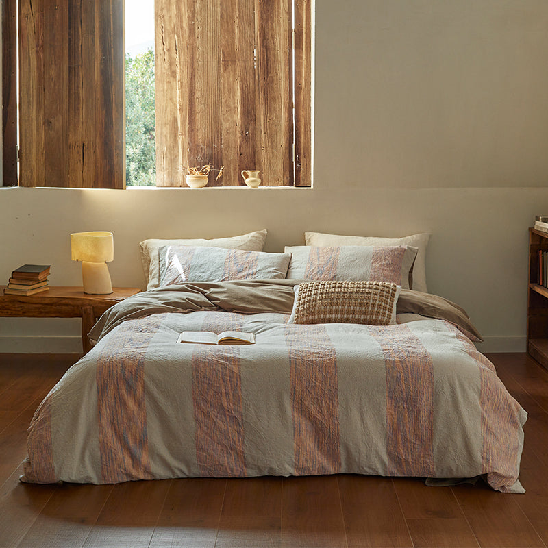 Cotton Yarn-Dyed Jacquard Stripe 4-Piece Bedding Set