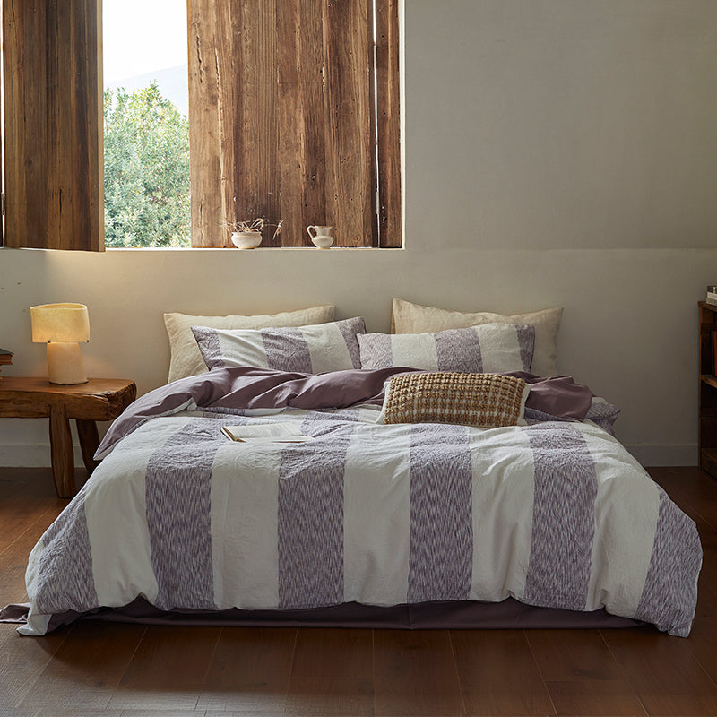 Cotton Yarn-Dyed Jacquard Stripe 4-Piece Bedding Set