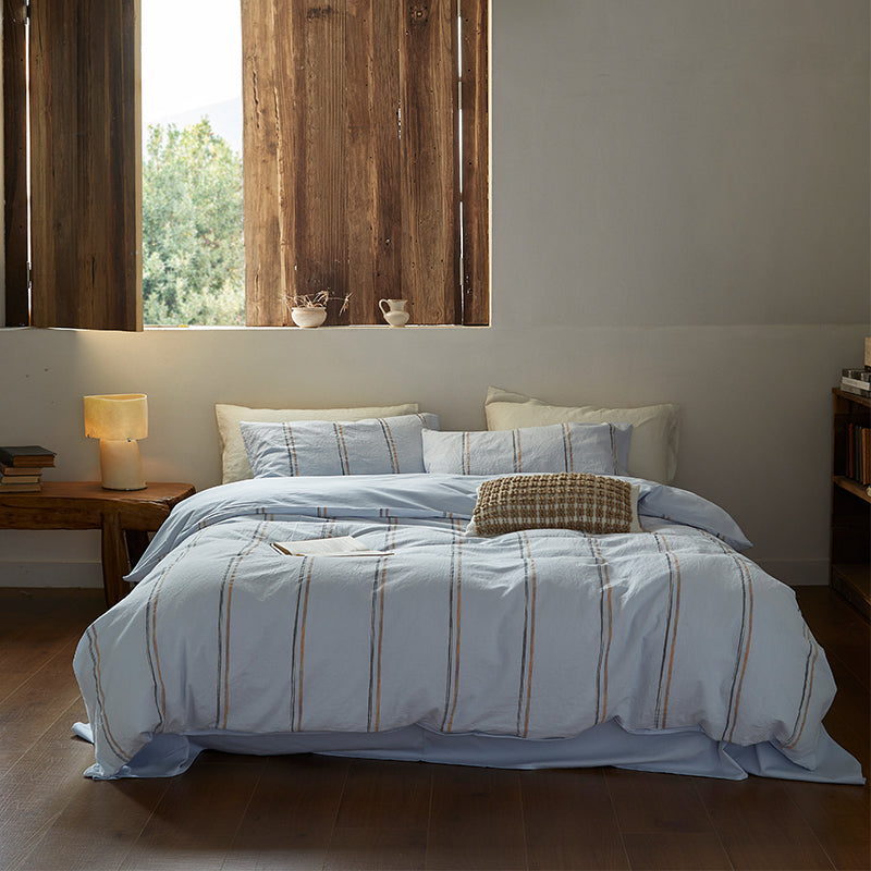 Cotton Yarn-Dyed Jacquard Stripe 4-Piece Bedding Set