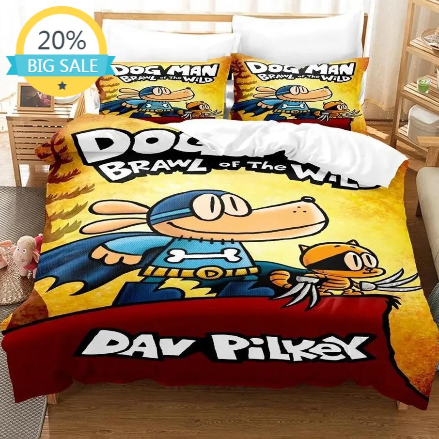 Cartoon D-Dog M-Man Bedding Set 3D Printed Duvet Cover Set Soft Single Twin Double Queen Size Birthday Gifts For Kids Room Decor