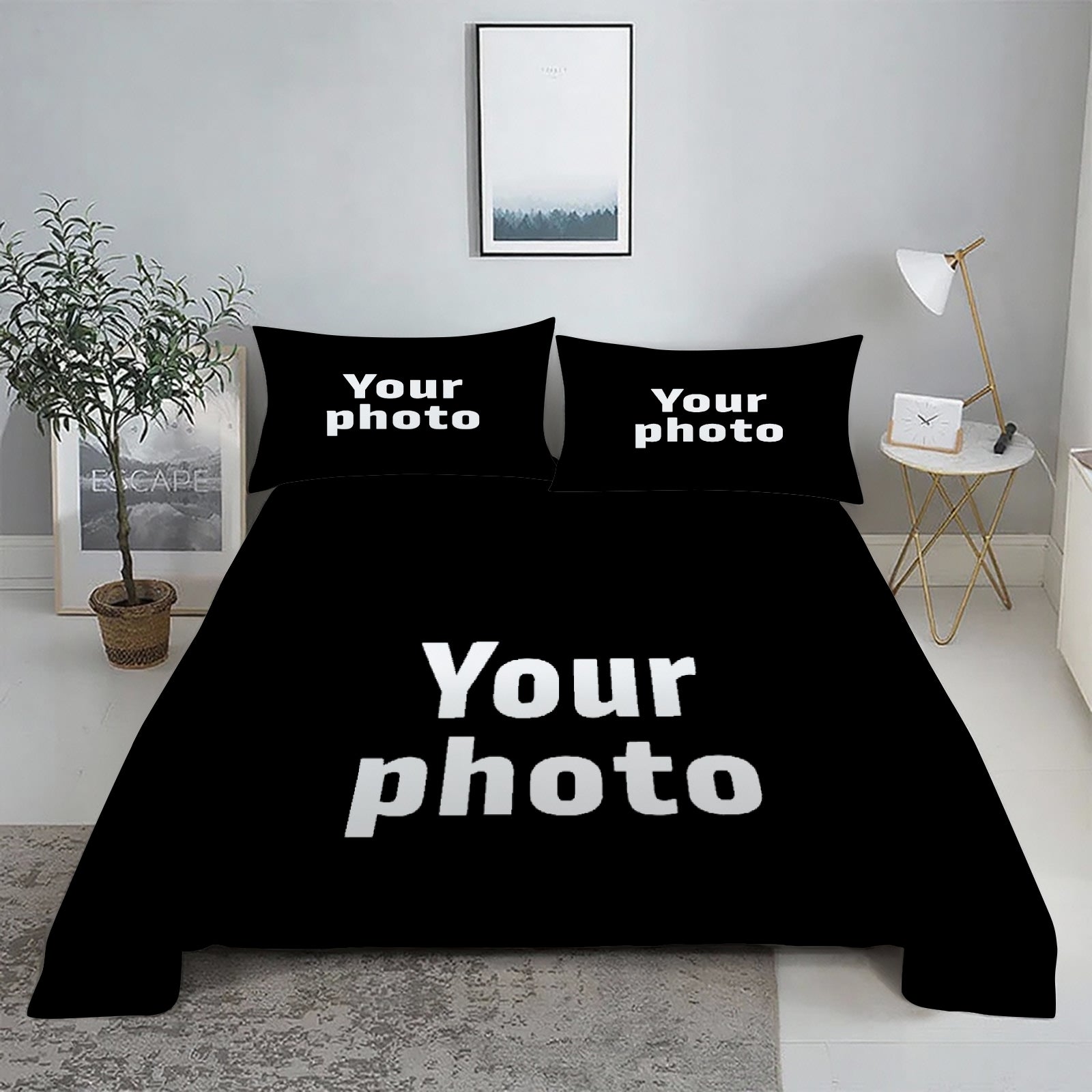 100% Cotton Sheet Set Personalized Your Photo Fitted Sheet + Flat Sheet + 1/2 Pillowcase Create Your Own Sheet Set Custom 3/4pcs Set