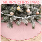 Pink Christmas Tree Skirt Velvet Tree Skirts, 48 Inch Xmas Decorations for Home Indoor Outdoor