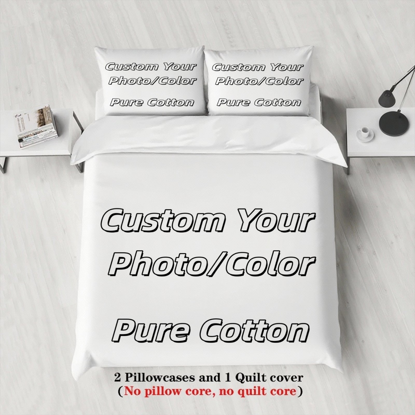 100% Cotton Bedding Set Personalized Your Photo Duvet Cover + Pillowcase Create Your Own Bedding Custom Bedding 2/3pcs Set No Sheet