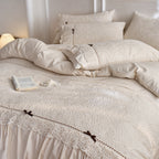 French Cotton-Linen Lace Bedspread Bedding Set - Riviera Elegance