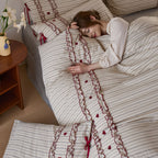 French Cottage Floral Cotton-Linen Blend Bow Bedding Set