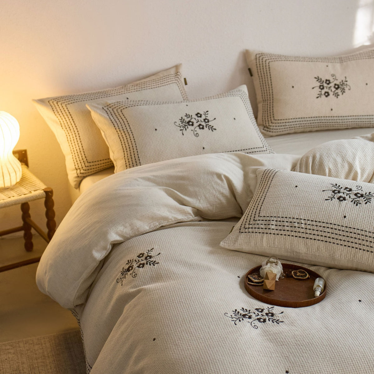 Tencel Cotton-Linen Jacquard Embroidered Bedding Set