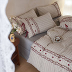 French Cottage Floral Cotton-Linen Blend Bow Bedding Set