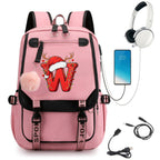 Pink School Students Campus Bag Schoolbag Backpack With A-Z 26 Letters Lightweight Travel Christmas Gifts