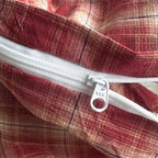 2026 New Retro 100% Washed Cotton Vintage Red Plaid Duvet Cover Set