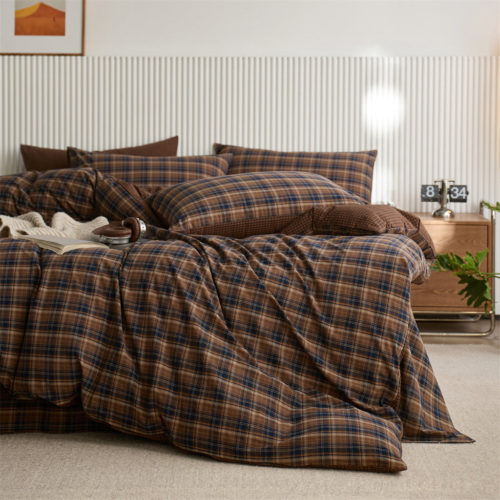 Vintage Plaid Cotton Duvet Cover