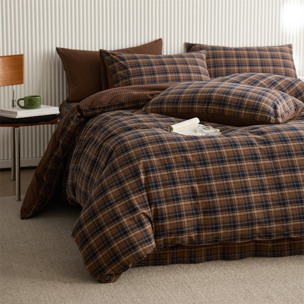 Vintage Plaid Cotton Duvet Cover