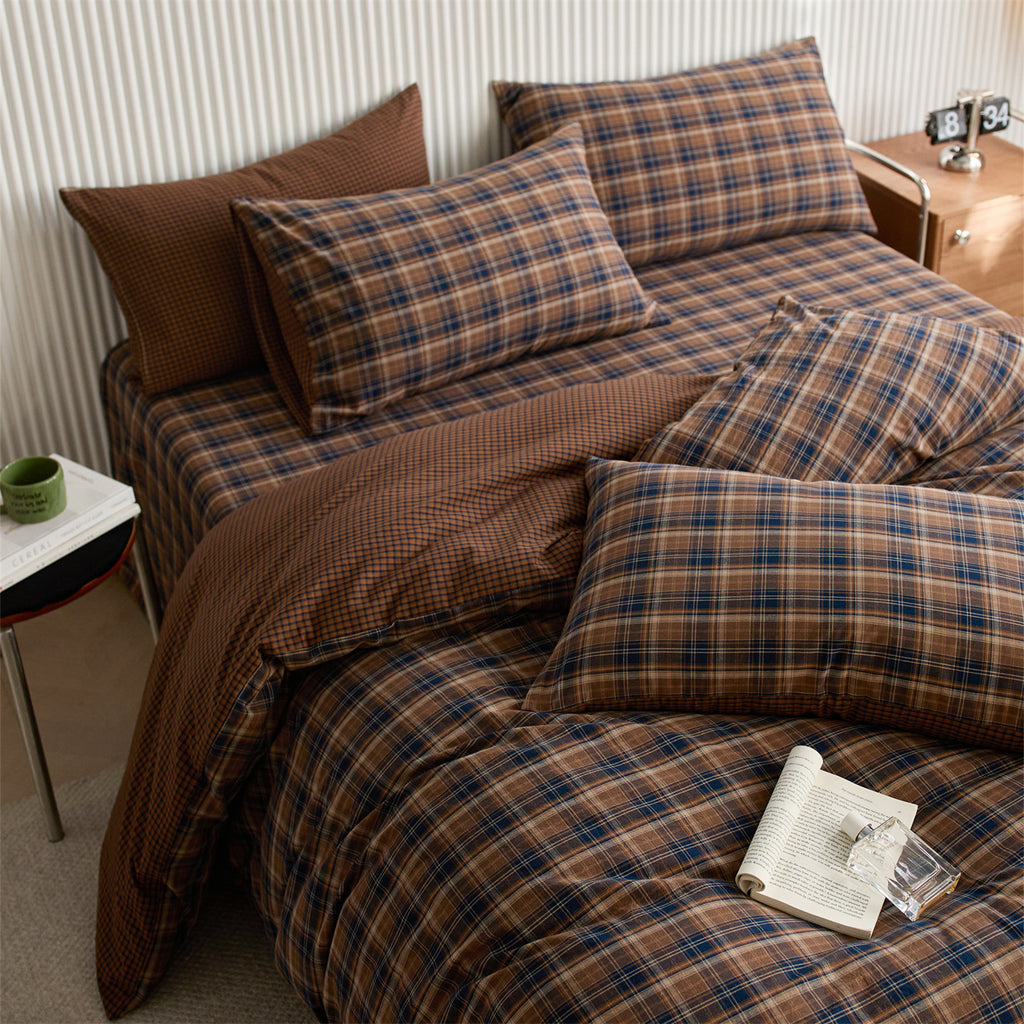 Vintage Plaid Cotton Duvet Cover