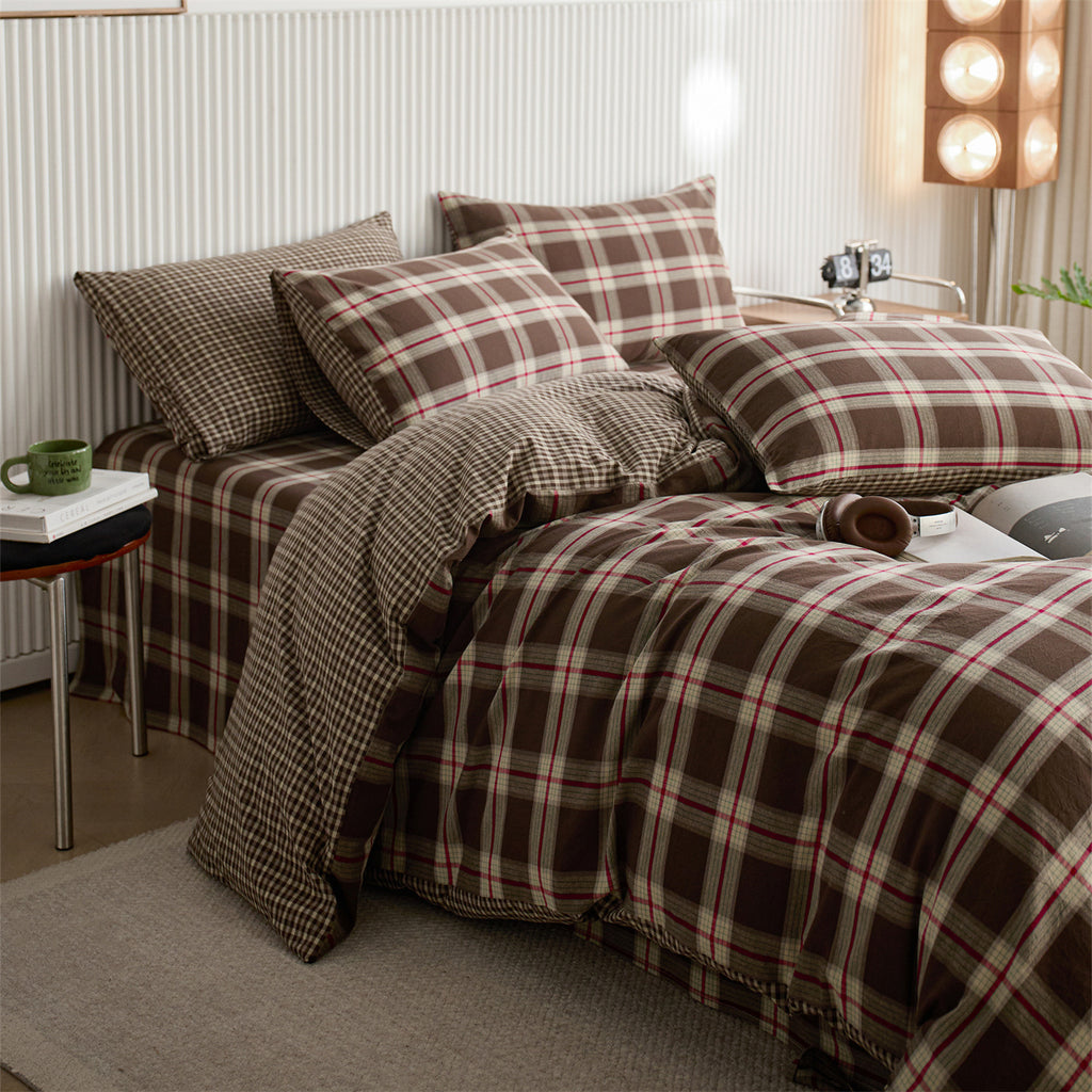 Vintage Plaid Cotton Duvet Cover