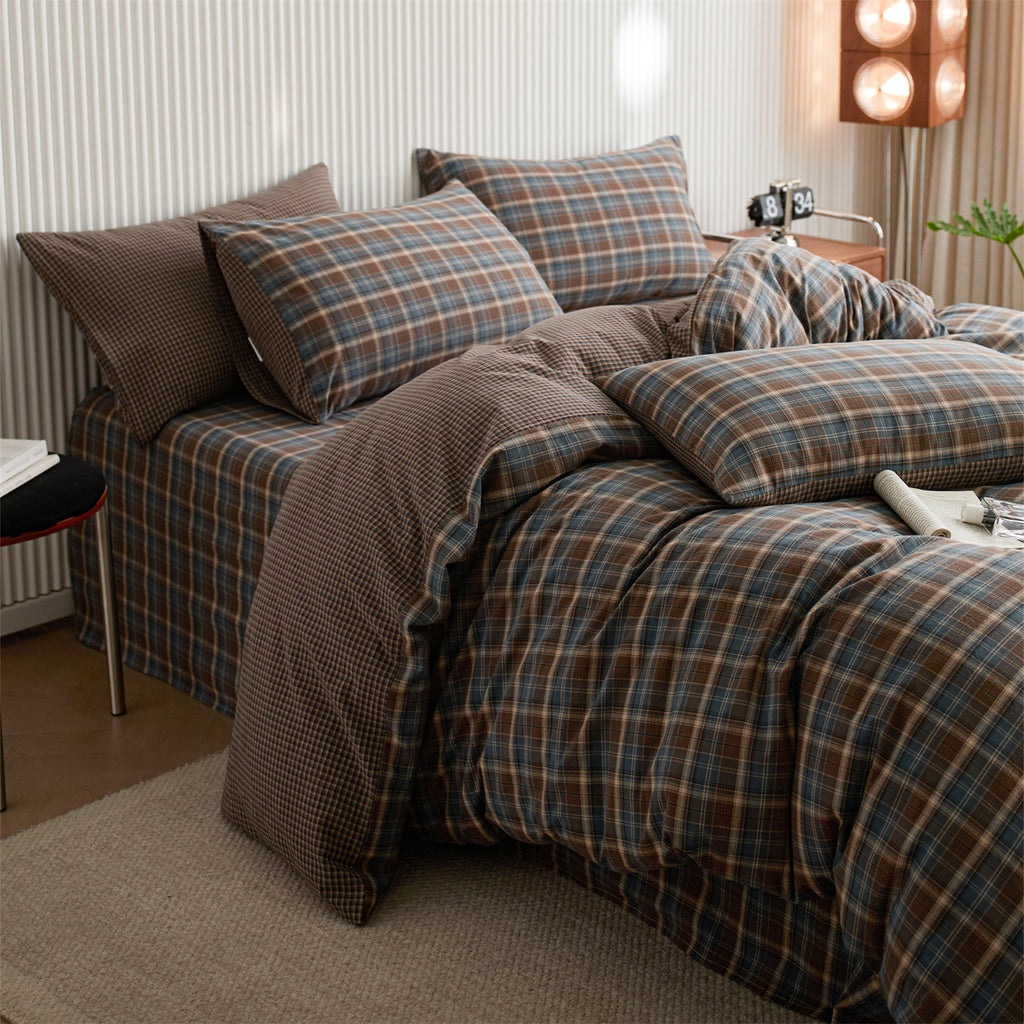 Vintage Plaid Cotton Duvet Cover