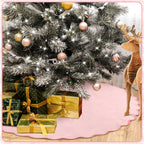 Pink Christmas Tree Skirt Velvet Tree Skirts, 48 Inch Xmas Decorations for Home Indoor Outdoor