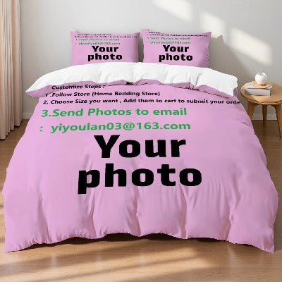 100% Cotton Bedding Set Personalized Your Photo Duvet Cover + Pillowcase Create Your Own Bedding Custom Bedding 2/3pcs Set No Sheet