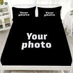 Polyester Sheet Set Personalized Your Photo Fitted Sheet + Flat Sheet + 1/2 Pillowcase Create Your Own Sheet Set Custom 3/4pcs Set