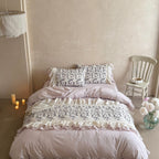 Cotton Embroidered Lace Trim Bedding Set