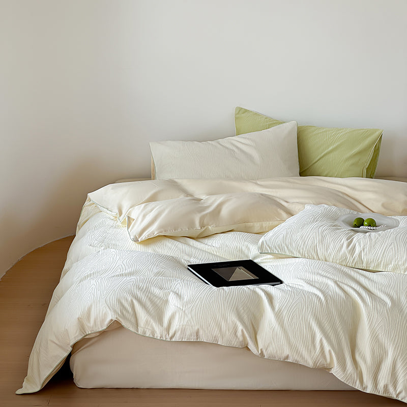 60-Count Cotton Yarn-Dyed Jacquard 4-Piece Bedding Set