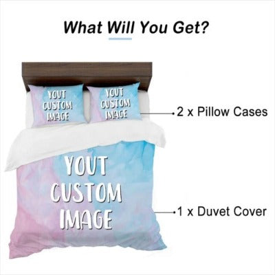100% Cotton Bedding Set Personalized Your Photo Duvet Cover + Pillowcase Create Your Own Bedding Custom Bedding 2/3pcs Set No Sheet
