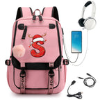 Pink School Students Campus Bag Schoolbag Backpack With A-Z 26 Letters Lightweight Travel Christmas Gifts