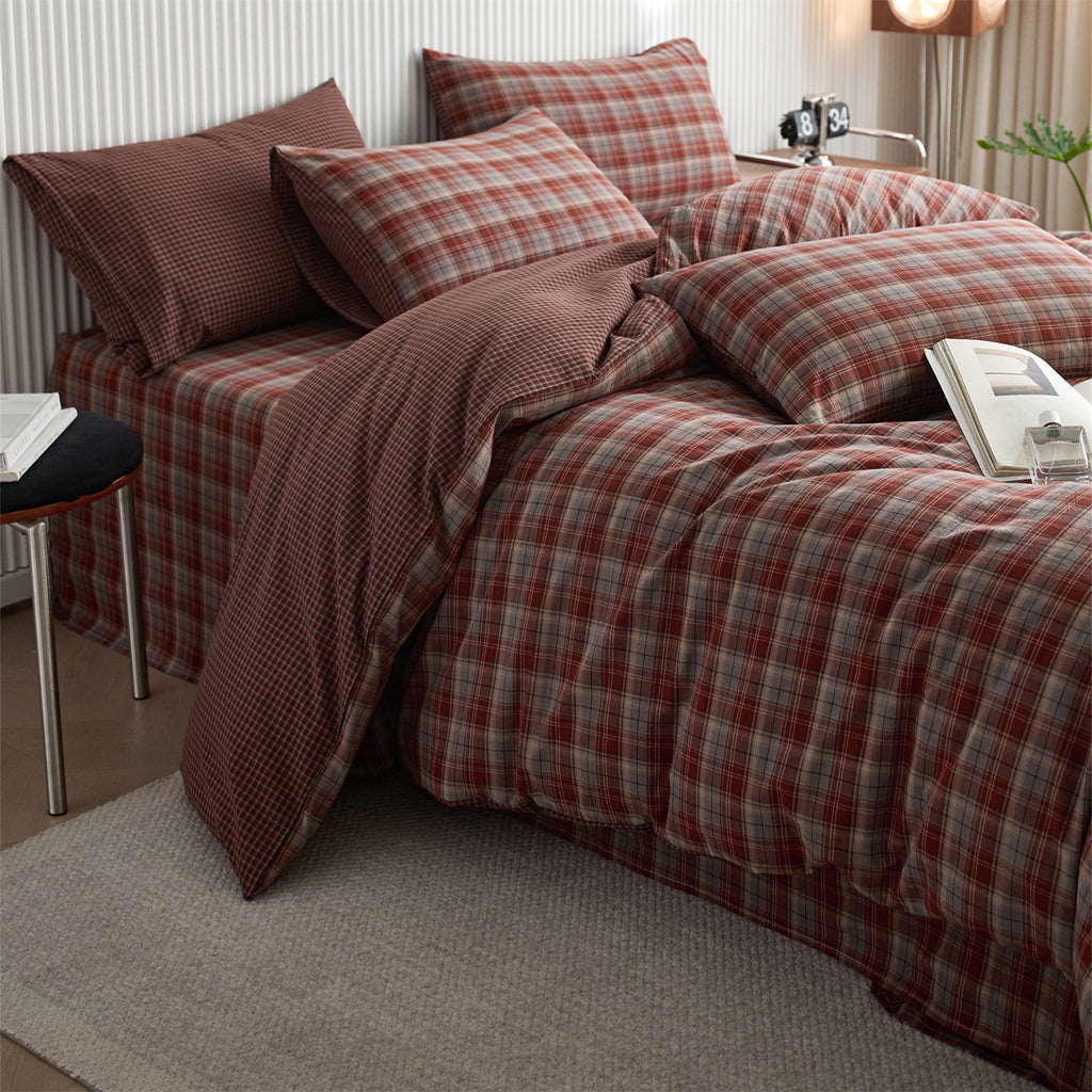 Vintage Plaid Cotton Duvet Cover