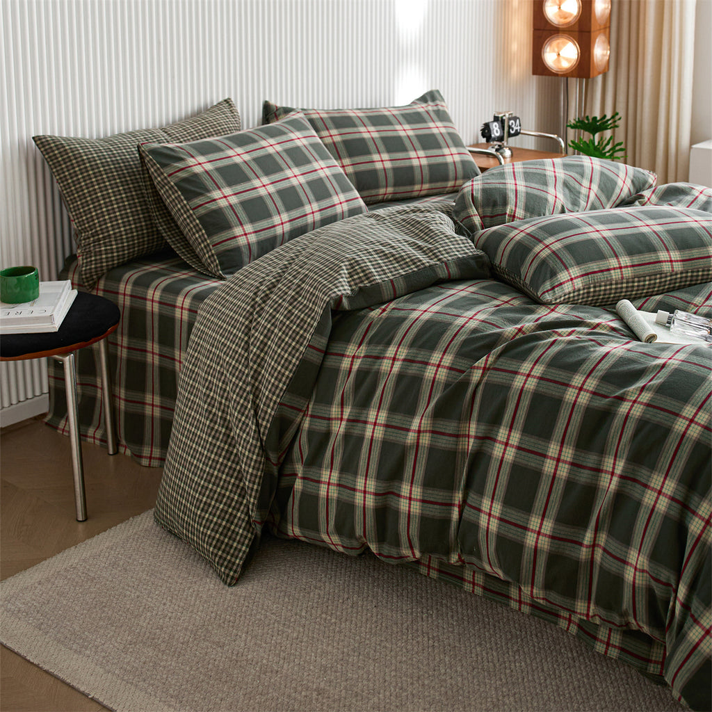 Vintage Plaid Cotton Duvet Cover