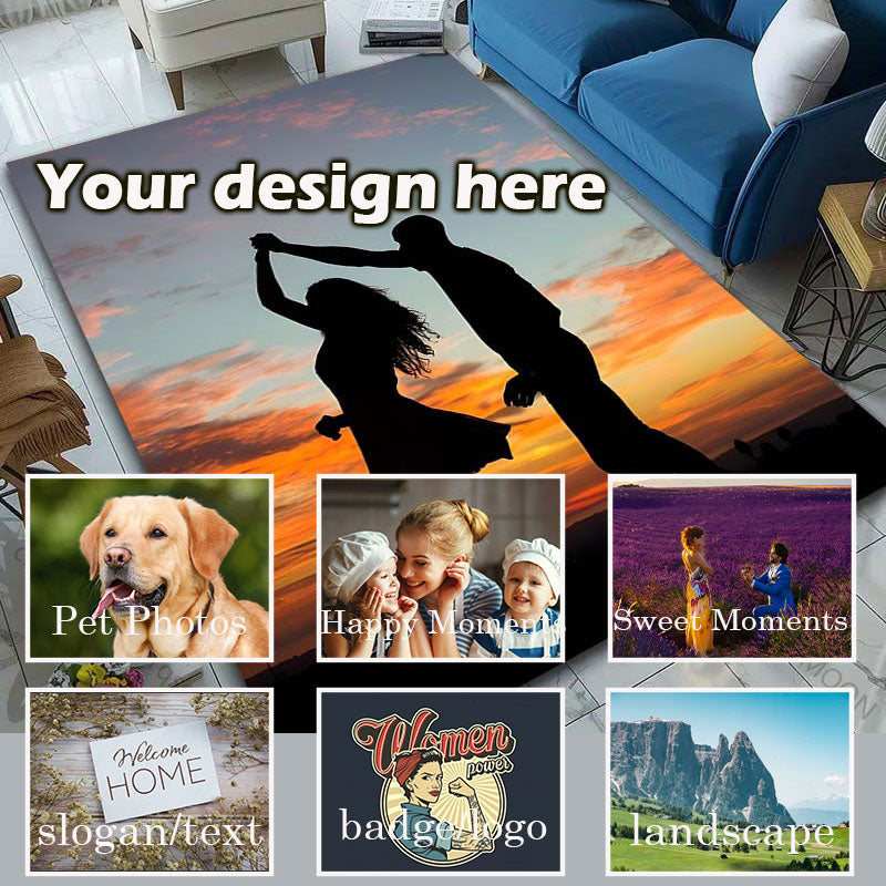Custom Photo Carpet Logo Photo Rug Customizable Soft Washable Anti-Slip Home Living Room Sofa Mats Dropshipping Personalized Rug