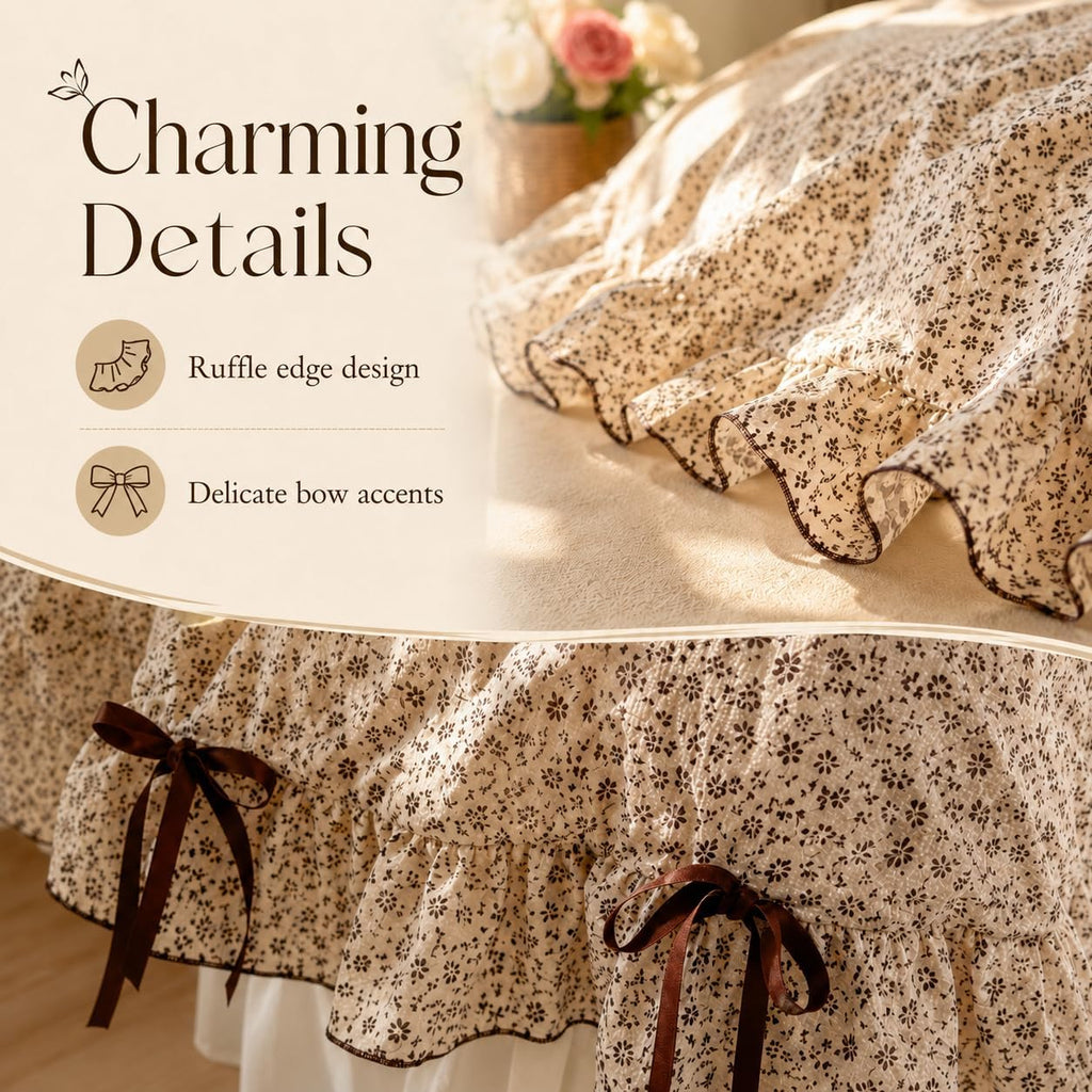 Vintage Floral Ruffle Washed Cotton Duvet Cover Set