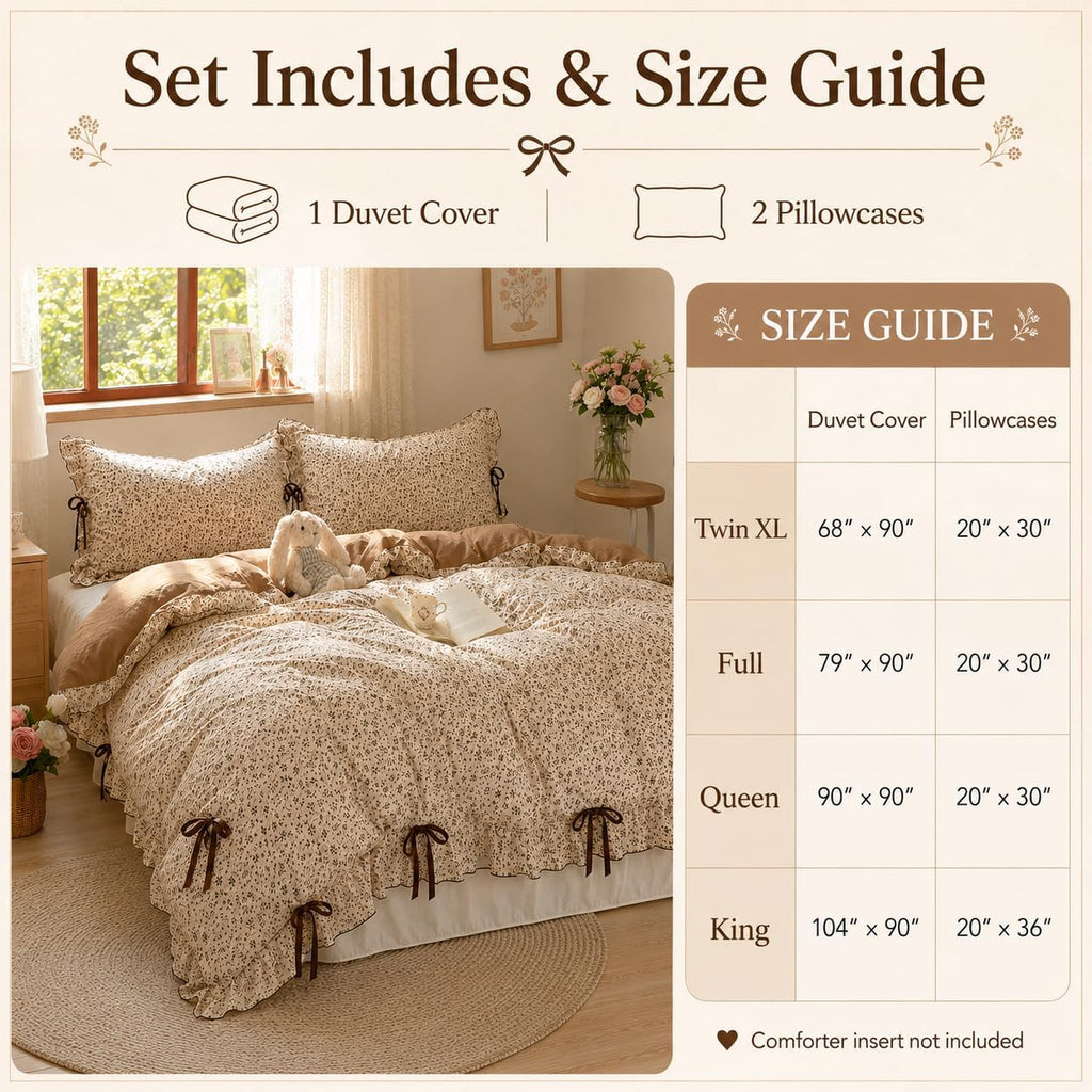 Vintage Floral Ruffle Washed Cotton Duvet Cover Set