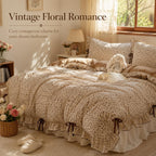 Vintage Floral Ruffle Washed Cotton Duvet Cover Set