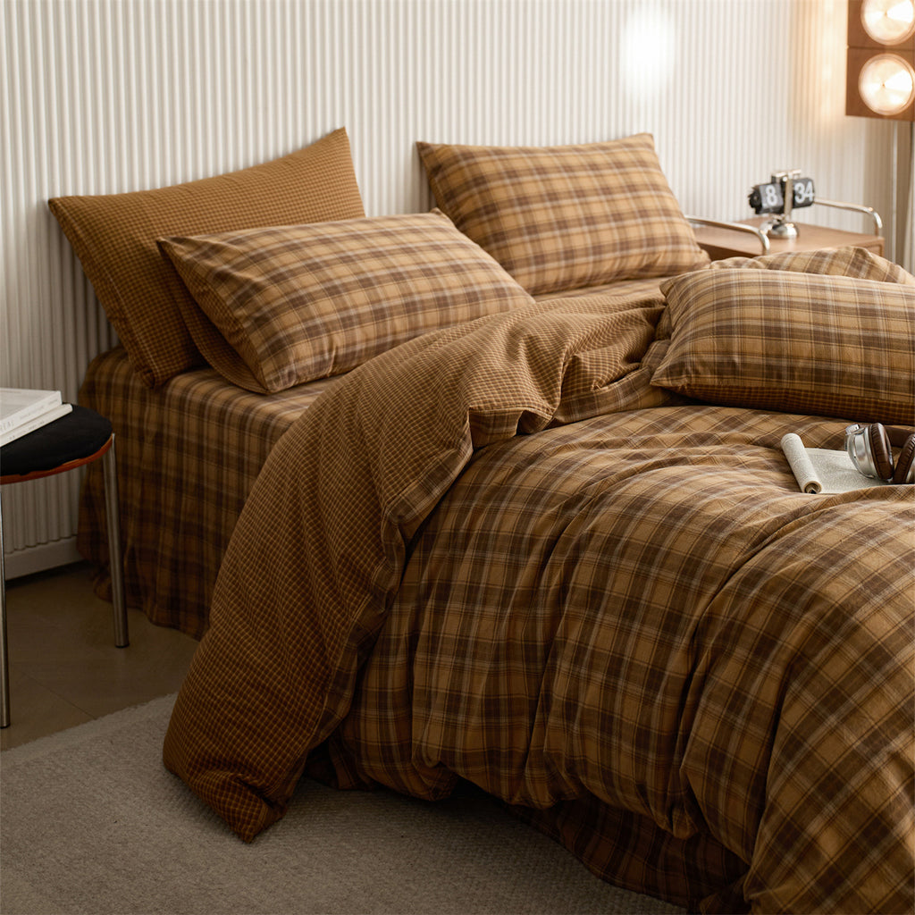 Vintage Plaid Cotton Duvet Cover