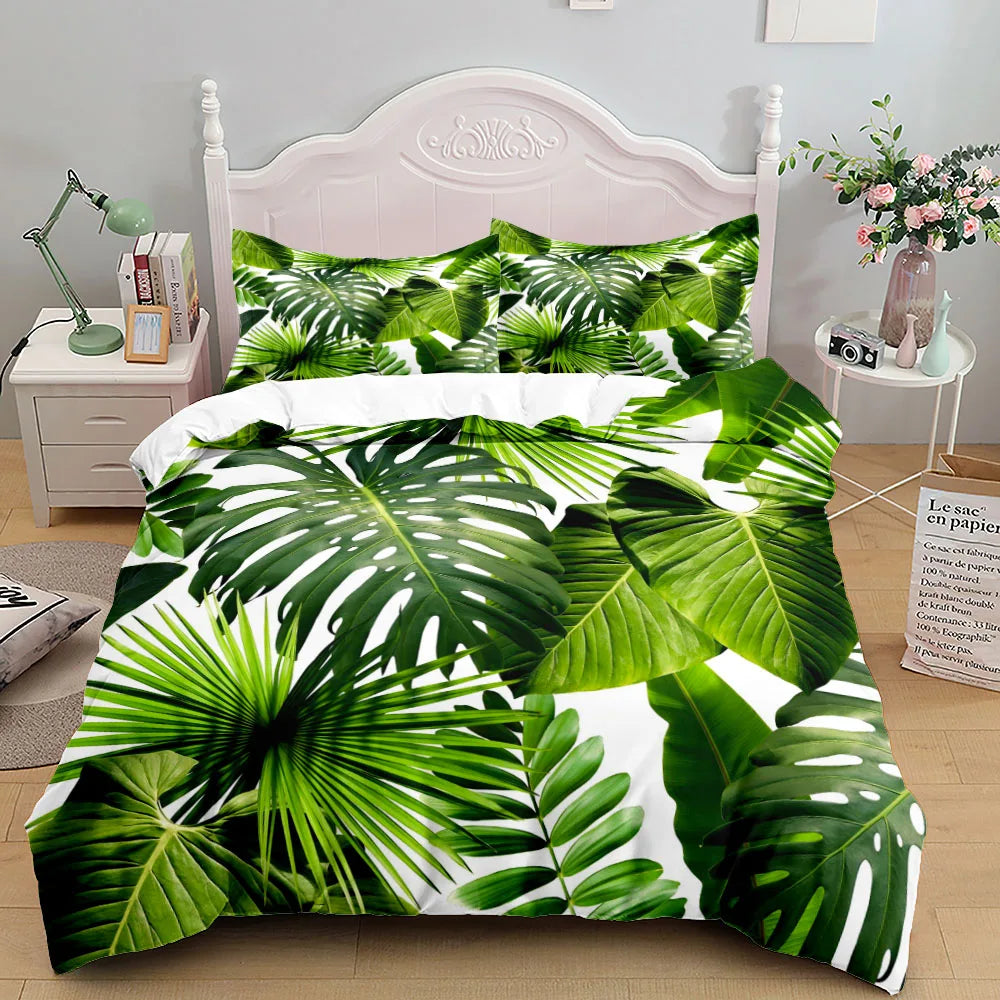 Tropical Palm Leaf Duvet Cover Set