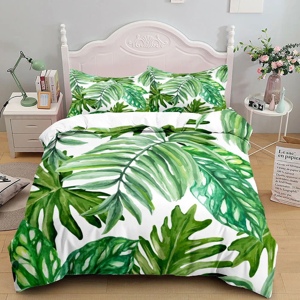 Tropical Palm Leaf Duvet Cover Set - LinQton Custom product photo