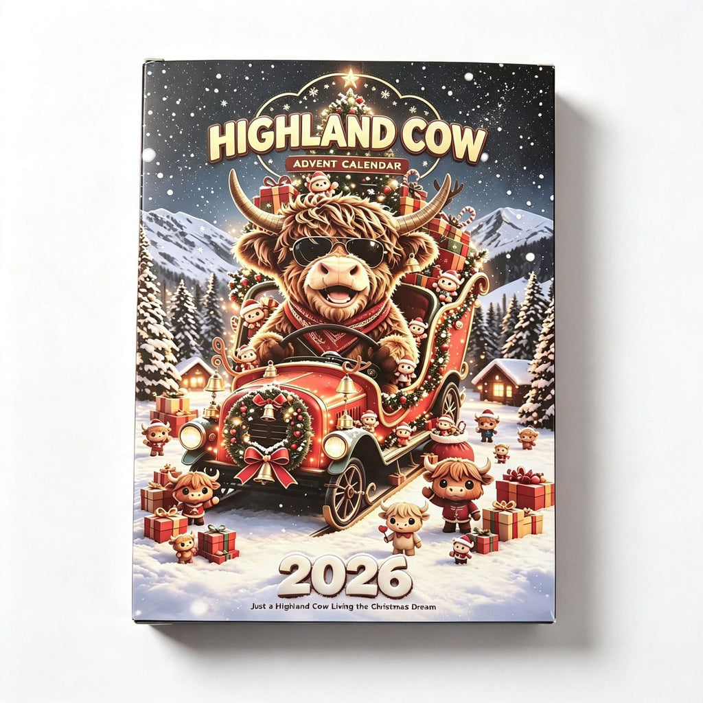 3D New 2026 Highland Cow Advent Calendar Highland Cow Christmas Advent Blind