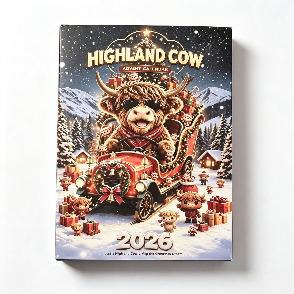 3D New 2026 Highland Cow Advent Calendar Highland Cow Christmas Advent Blind