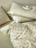 French Cottage Floral Cotton-Linen Bow Bedding Set