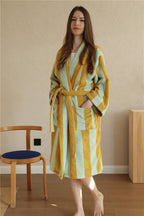 New Classic Vintage Striped Bathrobes Cotton Adult Couple Striped Robes