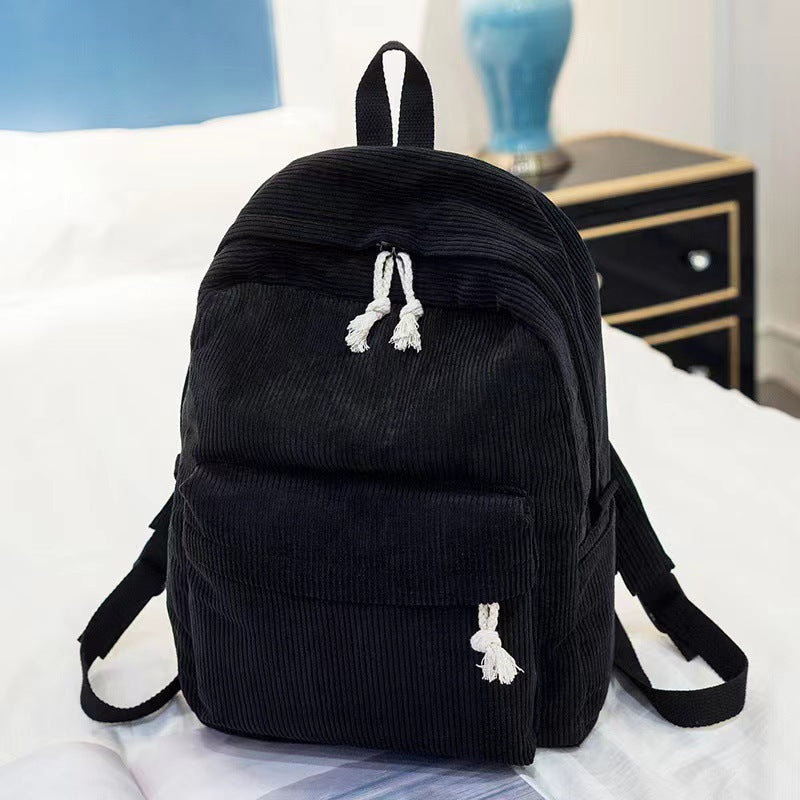 Custom Name School Bag: Personalized Corduroy Kids Backpack Set