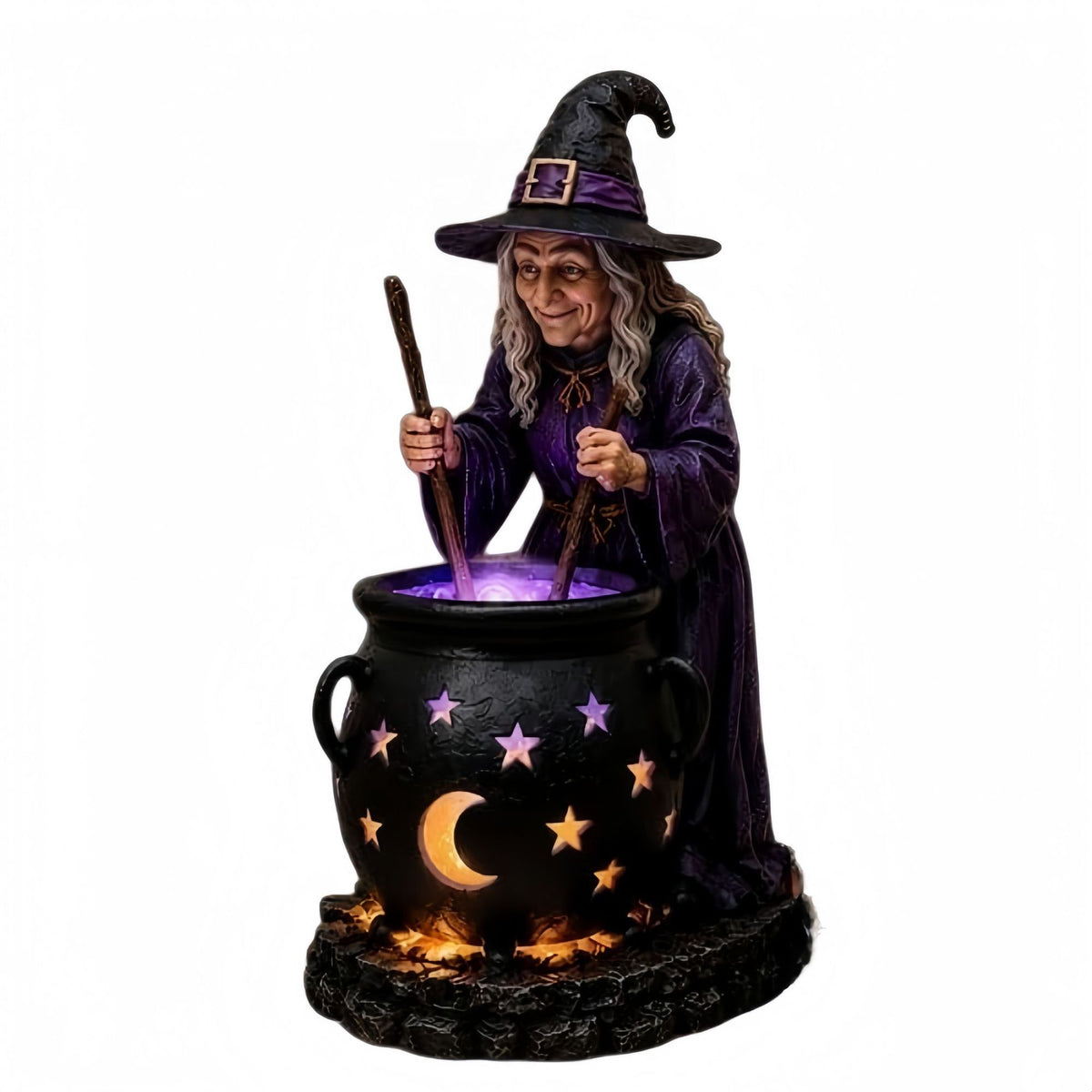 New Halloween Witch Lamp Horror Witch Night Light Halloween Arrangement Resin Ornament