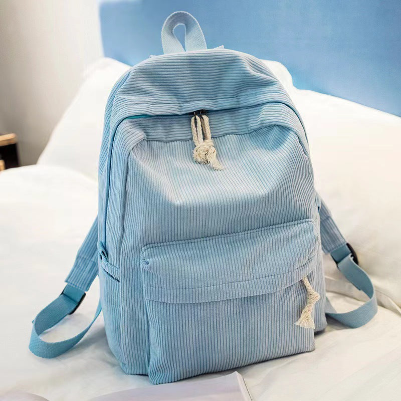 Custom Name School Bag: Personalized Corduroy Kids Backpack Set