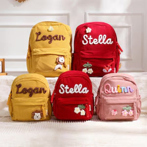 Personalized Kids Backpack, Corduroy Toddler Backpack, Custom Name Preschool Bag, Kindergarten School Backpack, Gift for Girls Boys