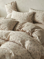 French Cottage Floral Cotton-Linen Bow Bedding Set