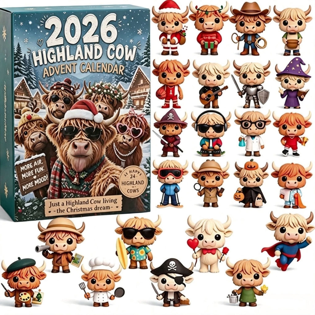 3D New 2026 Highland Cow Advent Calendar Highland Cow Christmas Advent Blind