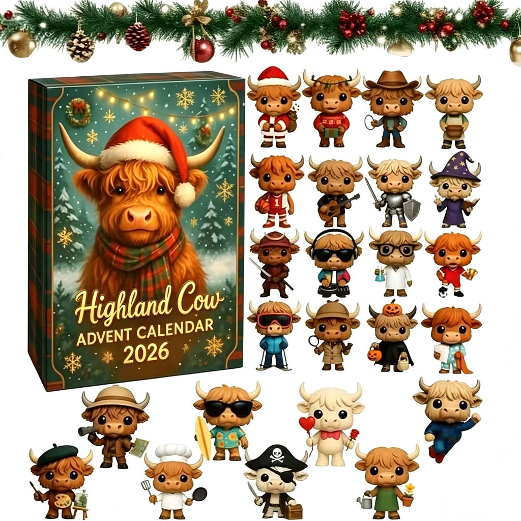 3D New 2026 Highland Cow Advent Calendar Highland Cow Christmas Advent Blind